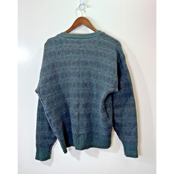 90s Grunge Men’s Wool Christopher Hayes Cardigan Size M Green Marled Kurt Cobain - Picture 2 of 7